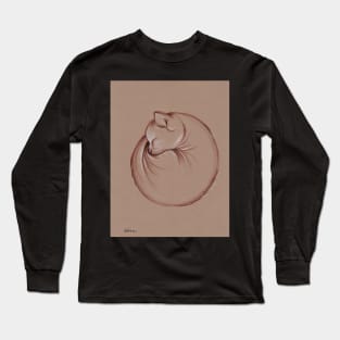 Slumber - Sleeping Cat Zen Drawing Long Sleeve T-Shirt